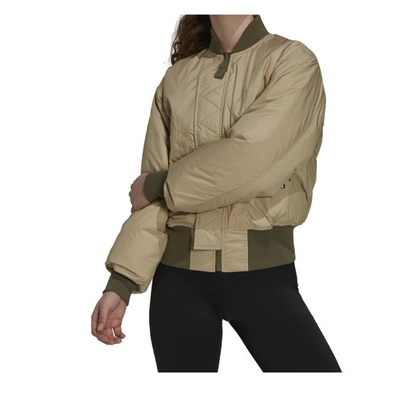 Adidas women's Parley Bomber Jacket- Dark Khaki-Green - Picture 4 of 11